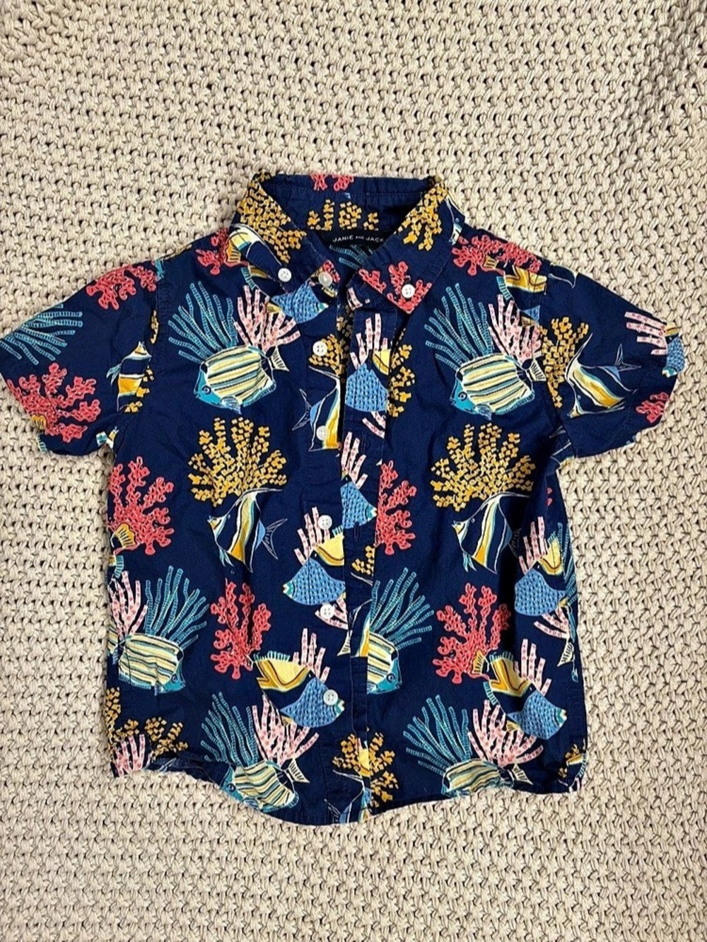 Janie and Jack The Coral Reef Cabana Shirt Button Down in Blue & Yellow